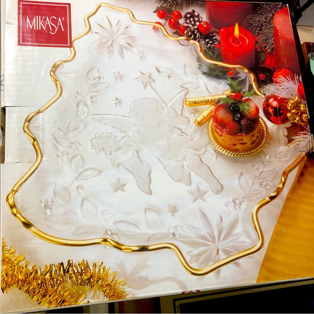 Mikasa Platter with angel and golden rim